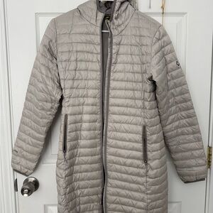 Eddie Bauer Women's Grayish Silver Midi Puffer size XS